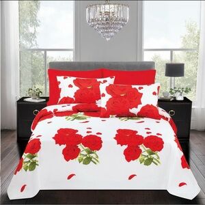 Elegant Red Rose Bedding Set